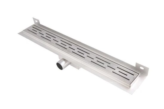 Titan 60SWF RVS Drain / Douchegoot 60 cm + Muurflens (BODY) Zij-uitlaat 