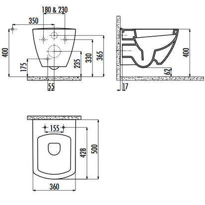 Creavit TP326 Bidet Wandcloset