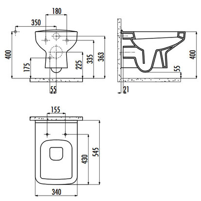 Creavit SP320 Bidet Wandcloset 