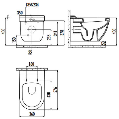 Creavit DR320 Bidet Wandcloset