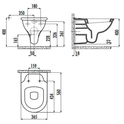 Creavit SL320 Bidet Wandcloset