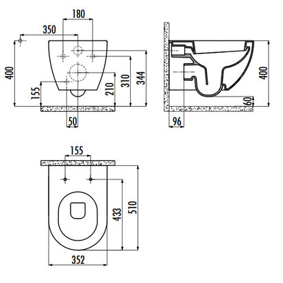 Creavit FE320 Bidet Wandcloset