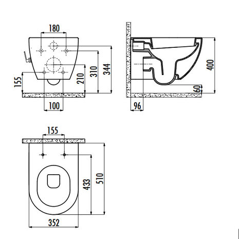 Creavit FE320.400 Wandcloset Bidet + Kraan