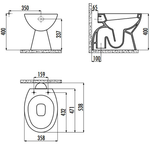 Creavit TP300 000 met bidet (AO)