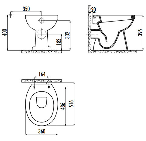 Creavit TP310 000 met bidet (PK)