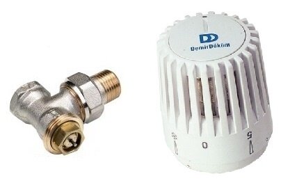 DD Haaks Thermo Radiatorkraan met Thermostaat Kop + knelset 15 mm