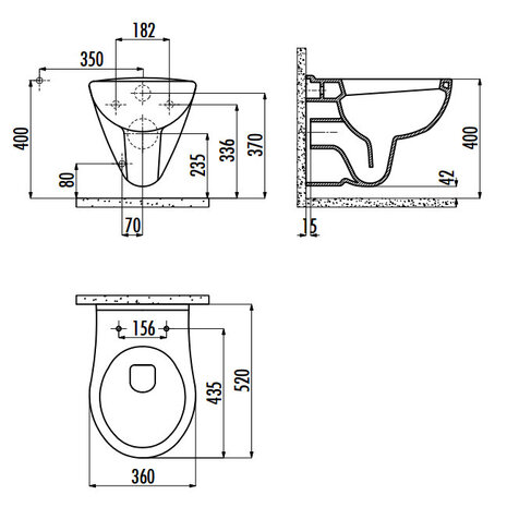 Creavit YG320 Bidet Wandcloset