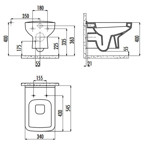 Creavit SP320 Bidet Wandcloset 