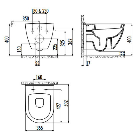 Creavit TP325 Bidet Wandcloset