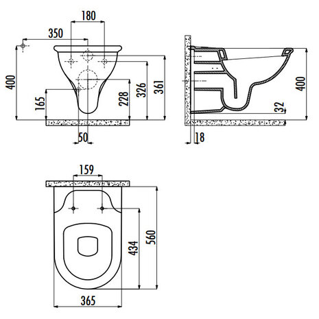 Creavit SL320 Bidet Wandcloset